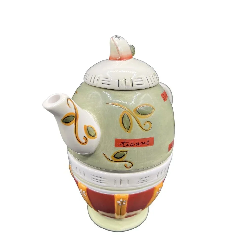 Collectible Tea For One Set Teapot Teacup Stackable Joie de Vivre pattern by MSC